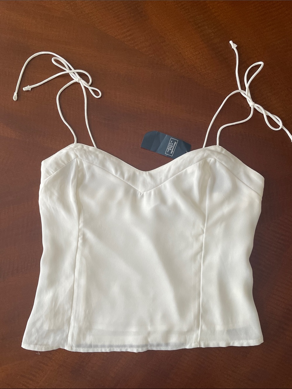 Abercrombie & Fitch Tie-Strap White Cami Crop Top
